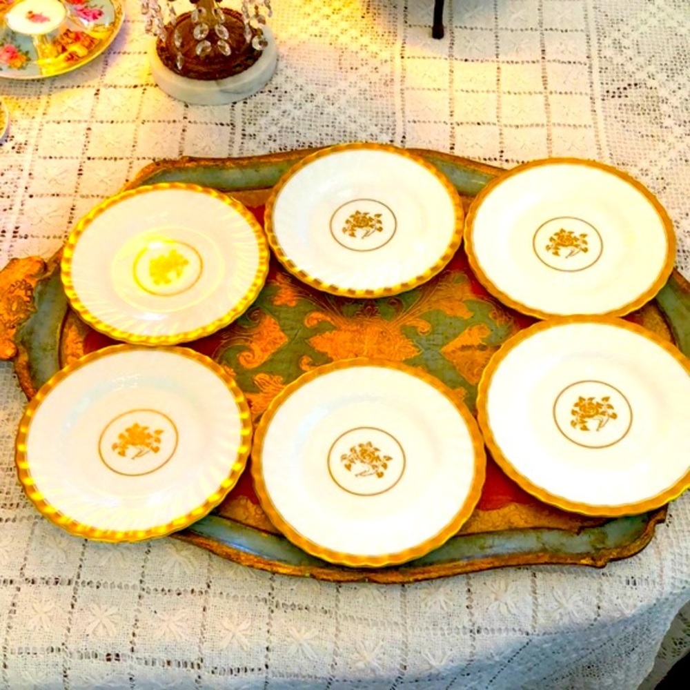 GUC- 6 Vintage English Bone China Desert Plates